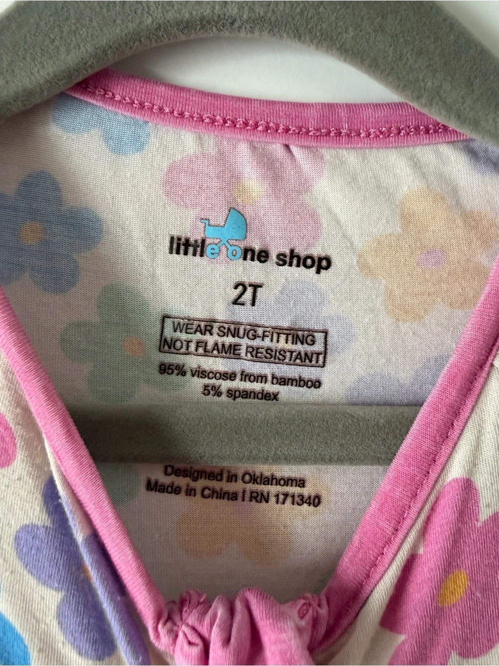 Little One Shop Toddler Floral Zip-Up Footed One-Piece Pajamas - Pink Trim